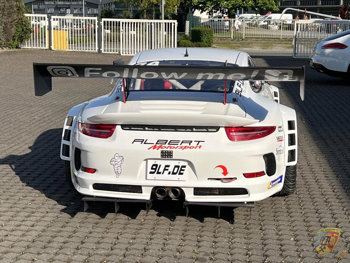 996 997 991 GT3 R Alerón trasero de cuello de cisne en carbono con carga aerodinámica máxima de 200 x 36 cm | Albert Motorsport