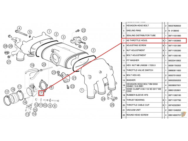 997 GT3 Cup Papillon des gaz Porsche 911