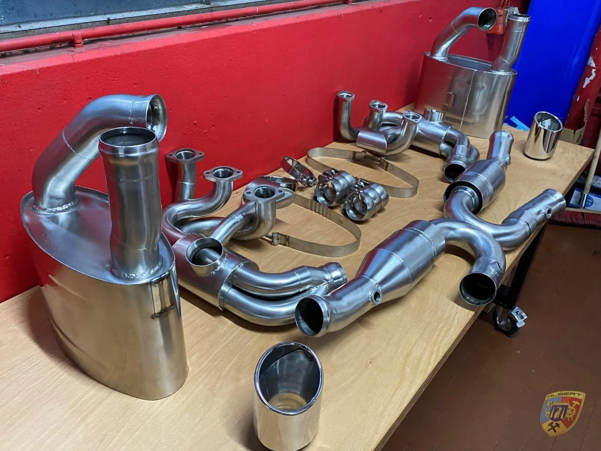 993 Carrera - RS sports exhaust Sportkat heater polished stainless steel 2 tailpipes for Porsche 911 – Albert Motorsport