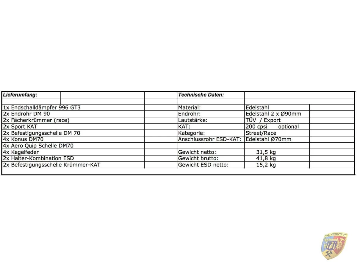 996 GT3 - RS - Cup sports exhaust performance kit made of stainless steel for Porsche 911 – Albert Motorsport